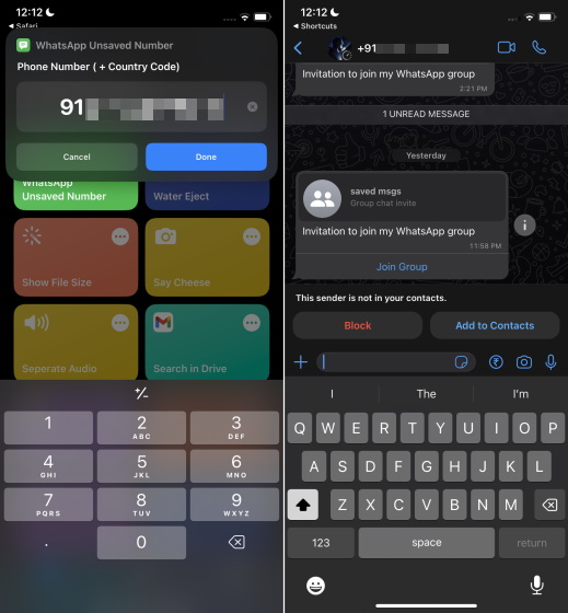 ఐఫోన్లో నంబర్ని జోడించకుండా whatsapp సందేశం